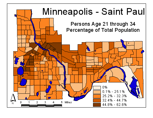 Age Map: 21 through 34