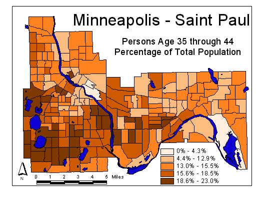 Age Map: 35 through 44
