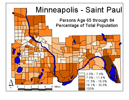 Age Map: 65 through 84
