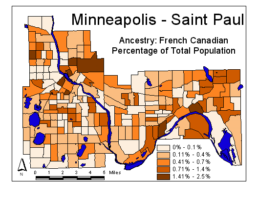 Map of French Canadian Ancestry