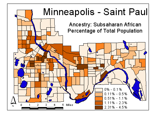 Map of Subsaharan African Ancestry