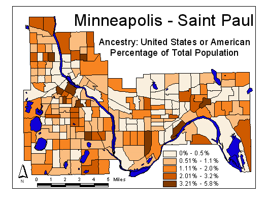 Map of United States or American Ancestry