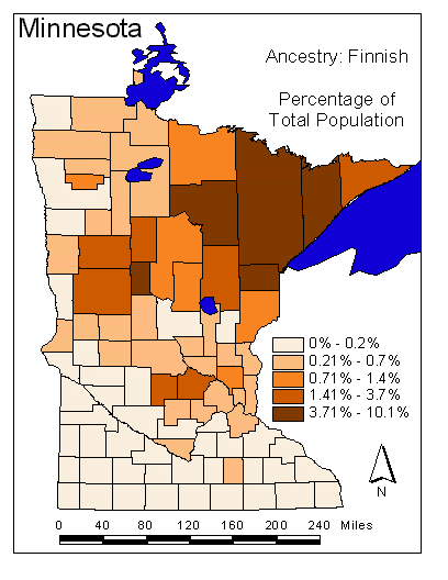 Map of Finnish Ancestry