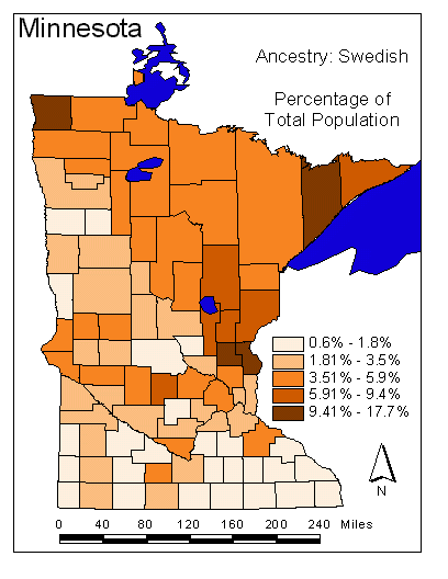 Map of Swedish Ancestry