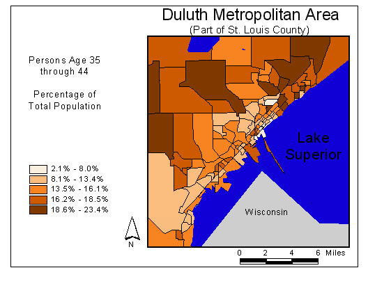 Age Map: 35 through 44