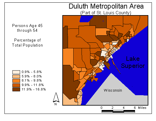 Age Map: 45 through 54