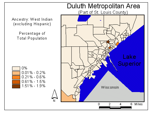 Map of West Indian (excluding Hispanic) Ancestry