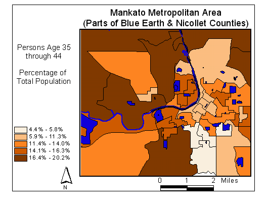 Age Map: 35 through 44