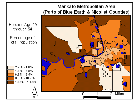 Age Map: 45 through 54