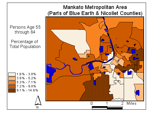 Age Map: 55 through 64