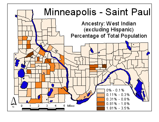 Map of West Indian (excluding Hispanic) Ancestry