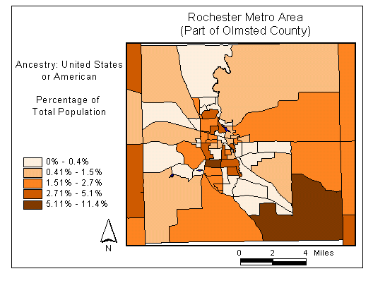 Map of United States or American Ancestry