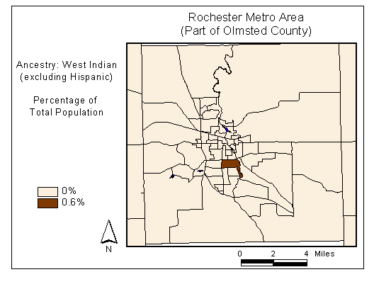 Map of West Indian (excluding Hispanic) Ancestry