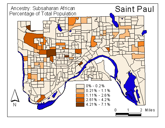 Map of Subsaharan African Ancestry