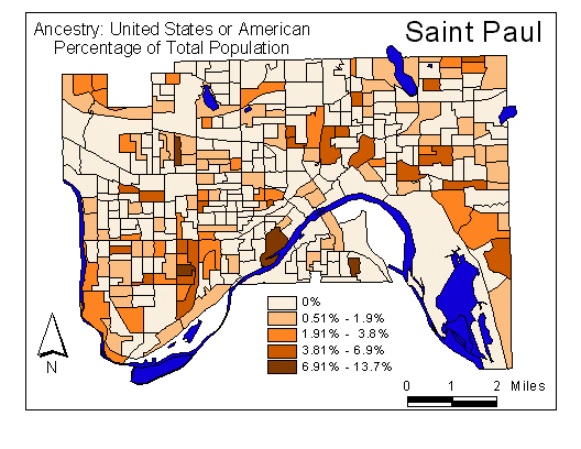 Map of United States or American Ancestry