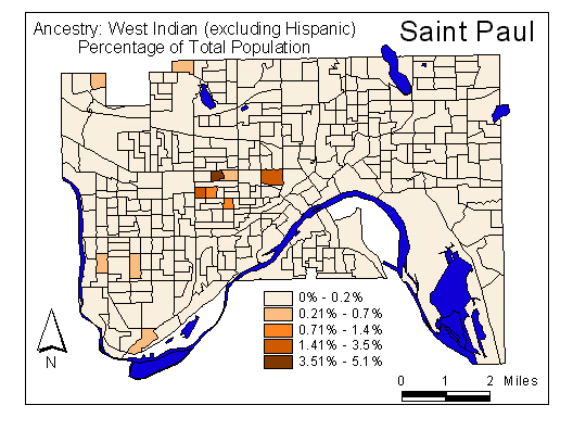 Map of West Indian (excluding Hispanic) Ancestry