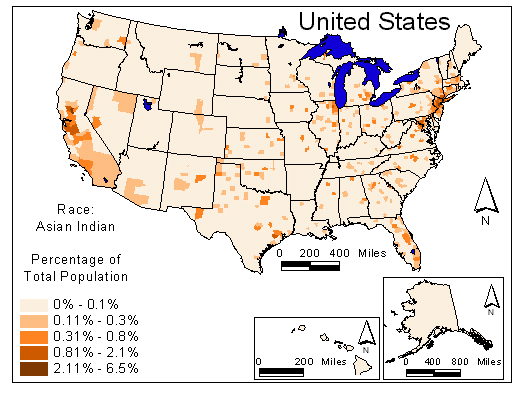 Race Map: Asian Indian