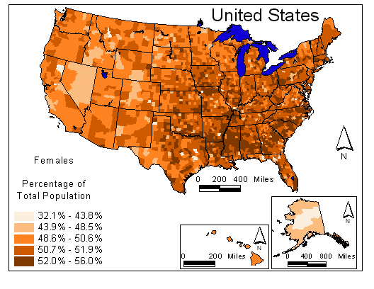 Gender Map: Females