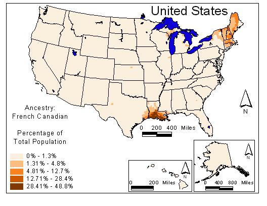 Map of French Canadian Ancestry