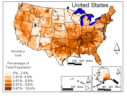 Map of Irish Ancestry