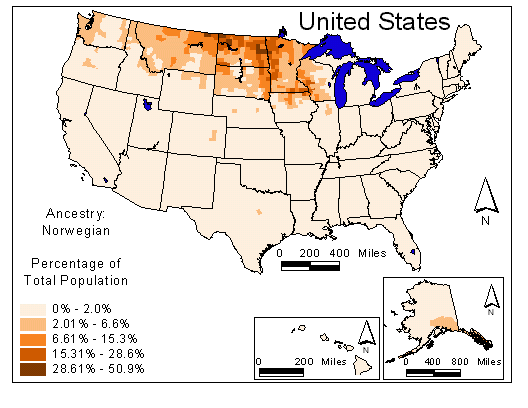 Map of Norwegian Ancestry