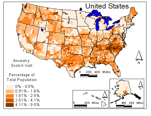 Map of Scotch Irish Ancestry