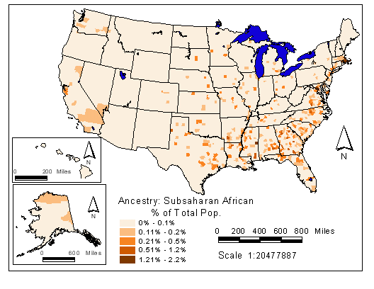 Map of Subsaharan African Ancestry