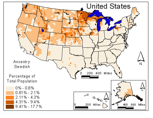 Map of Swedish Ancestry