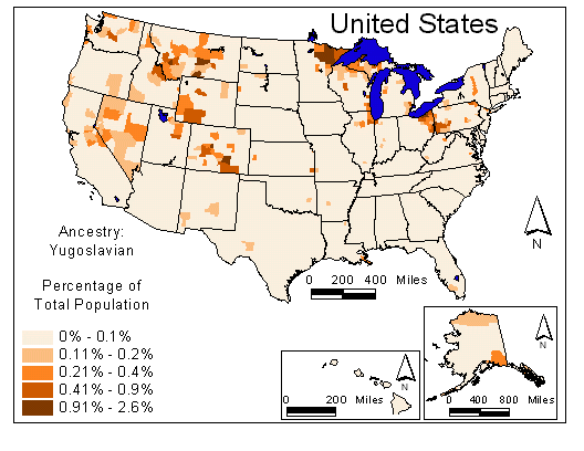 Map of Yugoslavian Ancestry